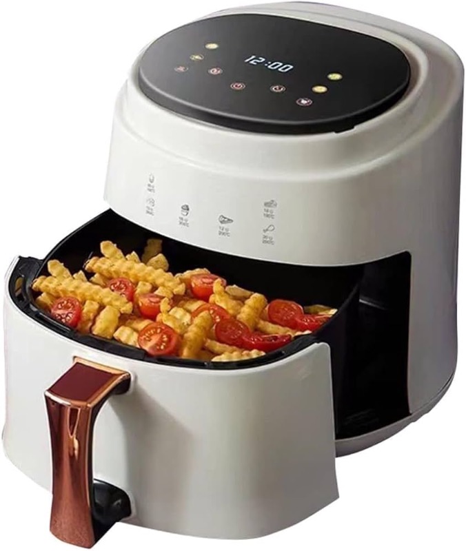 Photo 1 of 8L White Air Fryers-Oil Free Air Fryer 360° Rapid Air Circulation Nonstick Basket Time Temperature Adjustable 6 Presets Touch Screen