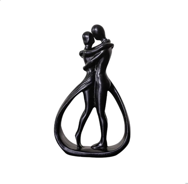 Photo 2 of Black Embrace Lovers Statue Figurine gift for Wedding, Anniversary and Valentine's day, Home Decor Hugging Sculpture for Shelves and Livingroom