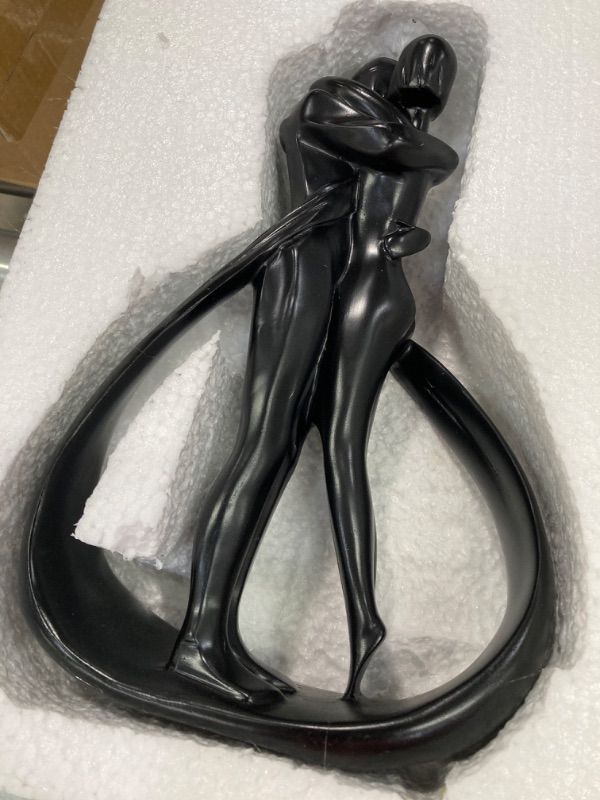 Photo 3 of Black Embrace Lovers Statue Figurine gift for Wedding, Anniversary and Valentine's day, Home Decor Hugging Sculpture for Shelves and Livingroom