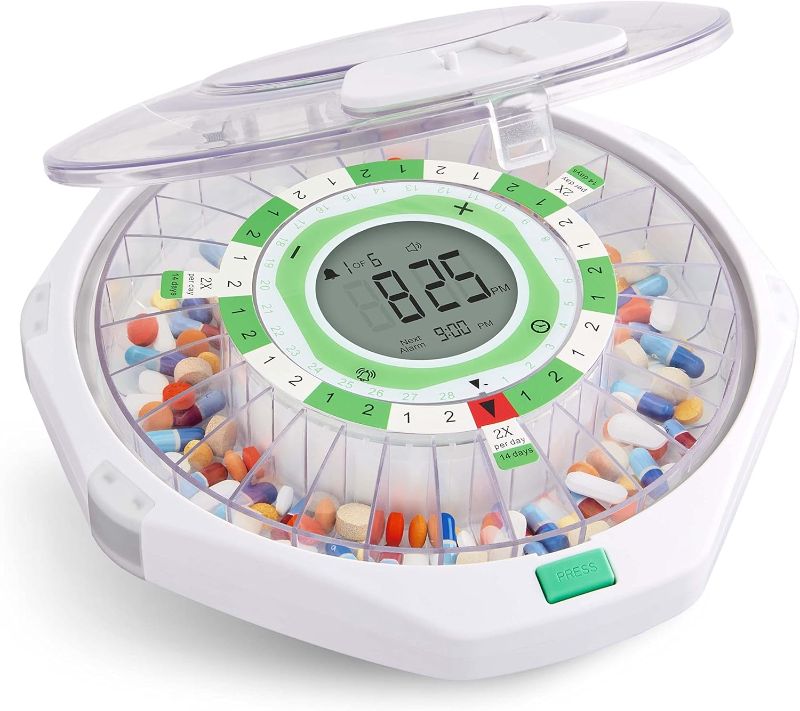 Photo 1 of Live Fine 28-Day Automatic Pill Dispenser Clear Lid with Upgraded LCD Display and Key Lock, Sound & Light for Prescriptions, Medication, Vitamins, Supplements & More
