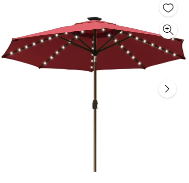 Photo 1 of Elite Sunbrella Solar Umbrellas 9ft Market Umbrella with 80 LED Lights Patio Umbrellas Outdoor Table Umbrella with Ventilation and 5 Years Non-Fading Top,Maroon