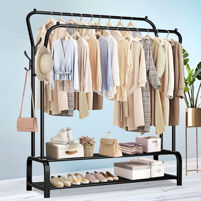 Photo 1 of BAOKALER Metal Clothes Rack Garment Rack for Hanging Clothes, Clothing Garment Rack with 6 Hooks, Clothing Racks or Hanging Racks, Black