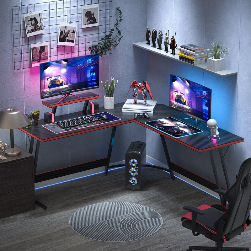 Photo 1 of Homall L-Shaped Gaming Desk 51.2 Inches Corner Office Desk with Removable Monitor Riser, Black