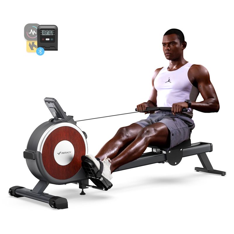 Photo 1 of MERACH Magnetic Rowing Machine Quiet 16 Levels of Resistance Bluetooth Black Rower for Home Workout