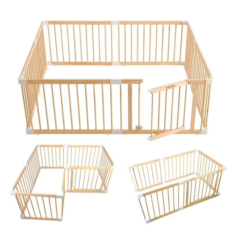 Photo 1 of HARPPA Wooden Baby Gate Playpen, Large Play Yard Fence for Toddlers, Adjustable Shape, 56" x 56" x 24"