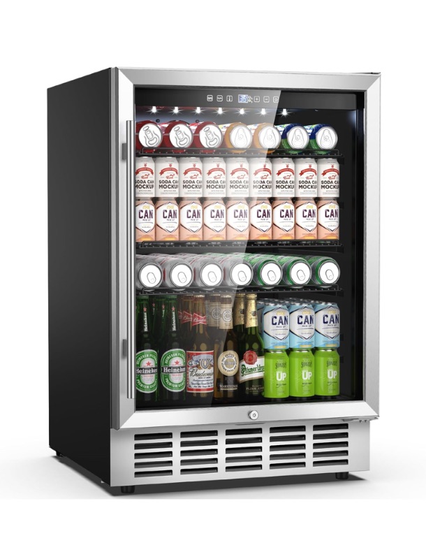 Photo 1 of ***see notes***Inch Beverage Refrigerator, 190 Cans Built-in/Freestanding Beverage Cooler, Digital Memory Under Counter Beer Fridge with Glass Door, Safety Locks, Removeable Racks (Glass Door)