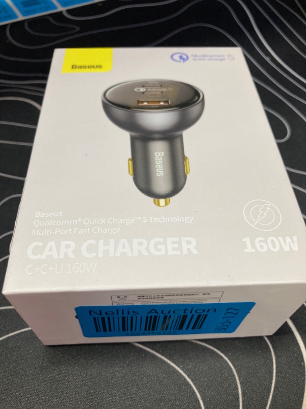 Photo 2 of 160W USB C Car Charger, Baseus Type C Car Charger, QC5.0 PD3.0 PPS 3 Ports Super Fast Charging Car Phone Charger Adapter for iPhone 15 14 13 Pro, Samsung S22 iPad MacBook Pro