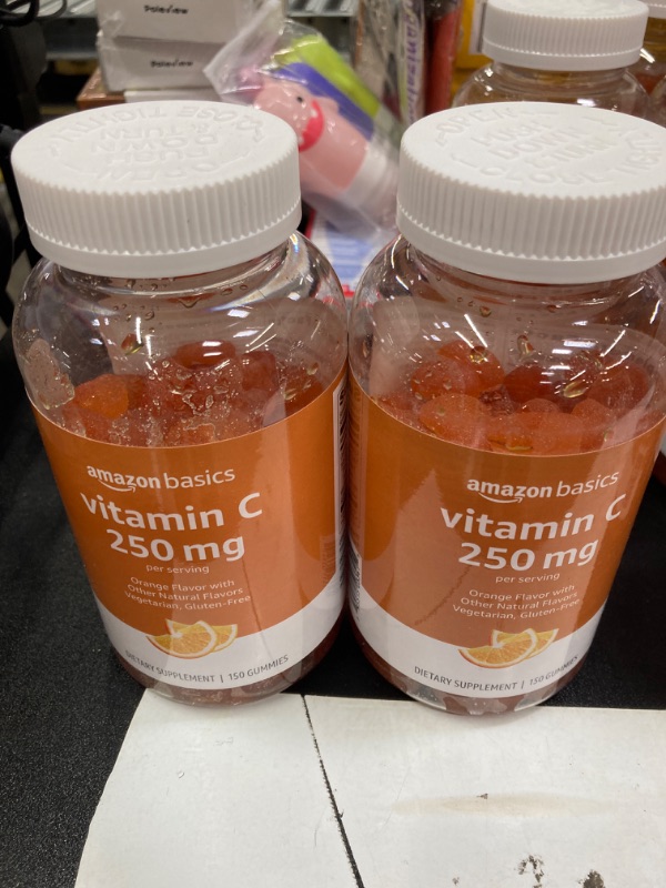 Photo 2 of Amazon Basics Vitamin C 250 mg Gummy, Orange, 150 Gummies (2 per Serving), Immune Health (Previously Solimo).     ***PACK OF 2***