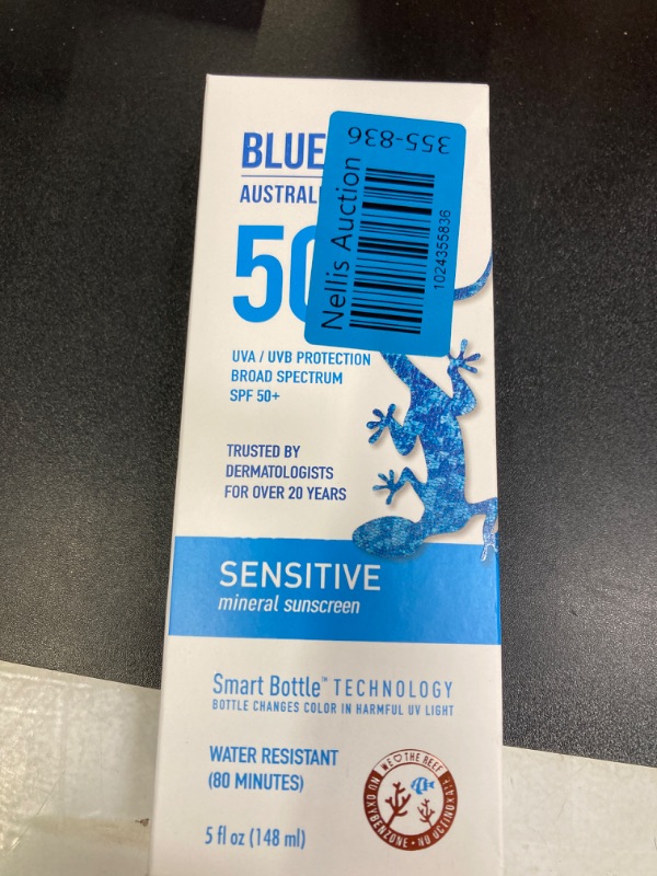 Photo 1 of BLUE LIZARD Sensitive Mineral Sunscreen with Zinc Oxide, SPF 50+, Water Resistant, UVA/UVB Protection with Smart Bottle Technology - Fragrance Free, 5 oz SPF 50+ 5 Fl Oz (Pack of 1)