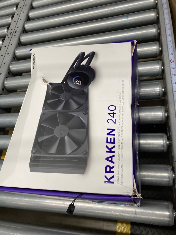 Photo 2 of ***MISSING PARTS, USED*** NZXT Kraken 240 - RL-KN-240-B1 - 240mm AIO CPU Liquid Cooler - Customizable 1.54" Square LCD Display for Images, Performance Metrics and More - High-Performance Pump - 2 x F120P Fans - Black