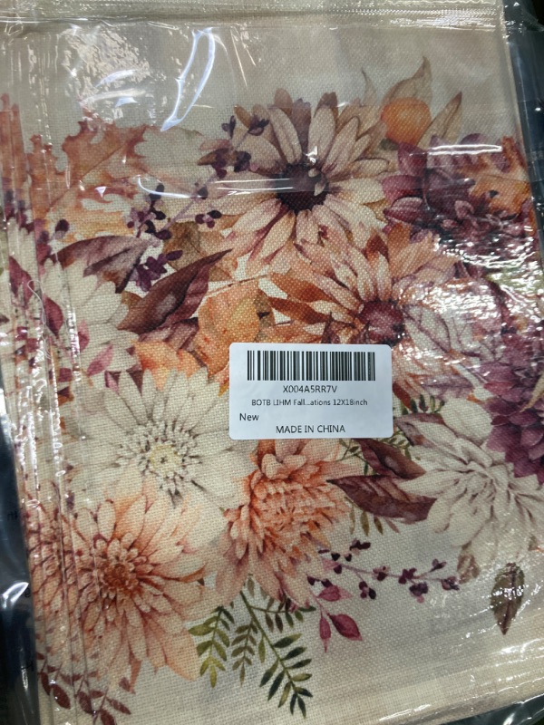 Photo 2 of BOTB LIHM Fall Flowers Placemats Set of 6 Table Mats Autumn Table Decorations 12X18inch