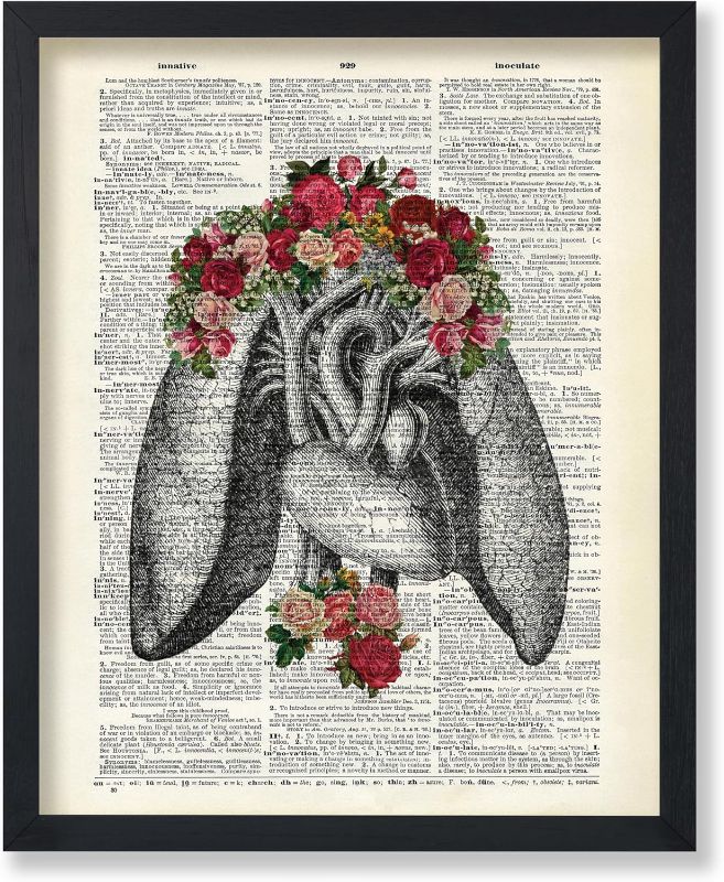 Photo 1 of *** Bundle *** Poster Master Dictionary Art Poster - Flowery Lungs Print - Anatomical Lungs Art - Anatomy Art - Flower Art - Gift for Doctor, Nurse - Floral Wall Decor for Clinic, Hospital - 8x10 UNFRAMED Wall Art ( 2 Pack )