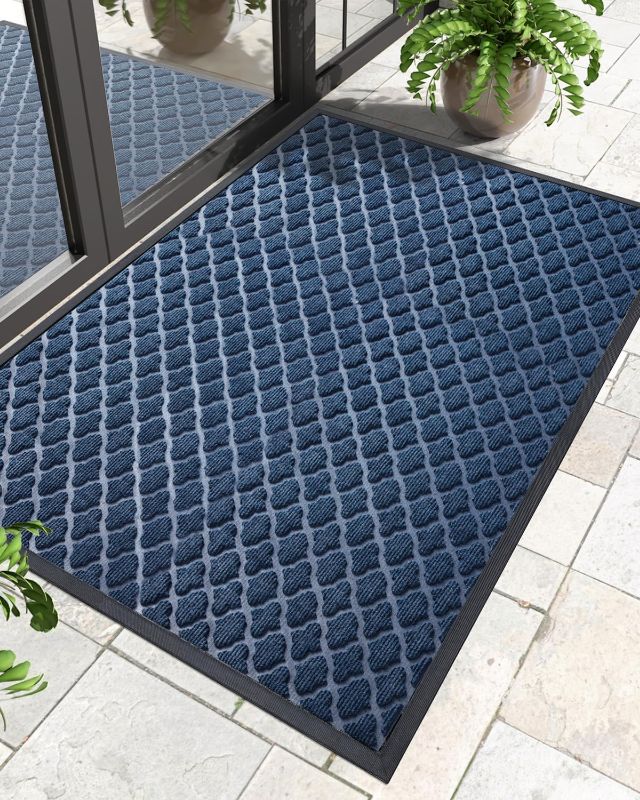 Photo 1 of DEXI Large Door Mat Front Indoor Outdoor Doormat,Heavy Duty Rubber Outside Rug for Entryway Patio Garage, 48"x72", Navy Blue