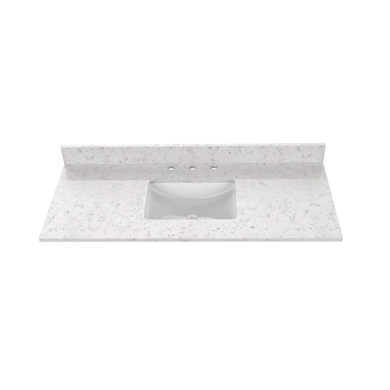 Photo 1 of 37 in. W x 22 in. D Quartz Vanity Top in Snow Orchid with White Ceramic Rectangular Single Sink