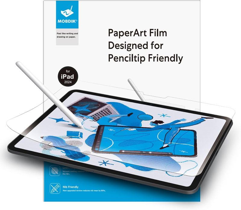 Photo 1 of *** Bundle *** MOBDIK [2 Pack Paperfeel Screen Protector Compatible with iPad Air 13 inch/iPad Pro 13 (2024) [New Version Crafted for Natural Writing] [Less Reflection] [Nib Friendly] [with Easy Installation Kit] ( 2 Pack ) 