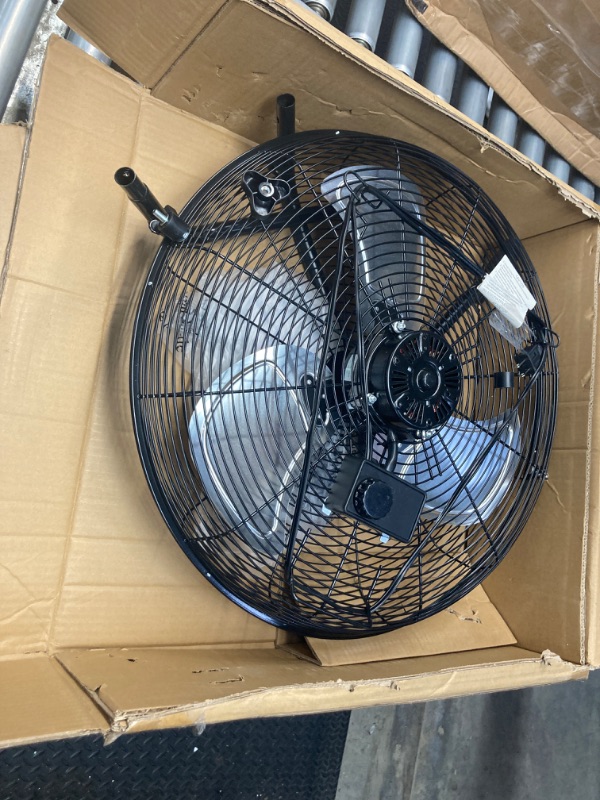 Photo 2 of Amazon Basics 20-Inch High-Velocity Industrial Fan with 3 Speeds, Durable Metal Construction and Aluminum Blades, Ideal for Industrial & Commercial Spaces, 125 Watts, Black, 9.45"D x 23.43"W x 23.82"H