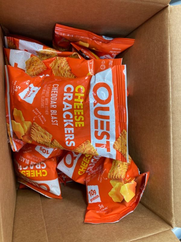 Photo 2 of ***BUNDLE (12count)***
Quest Nutrition Cheese Crackers, Cheddar Blast, 10g Protein, 5g Net Carbs, 1g Sugar, Made with Real Cheese, 12 Packs (1.06 oz bags)