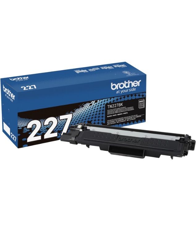 Photo 1 of Brother Genuine TN227, TN227BK, High Yield Toner Cartridge, Replacement Black Toner, Page Yield Up to 3,000 Pages, TN227BK, Amazon Dash Available