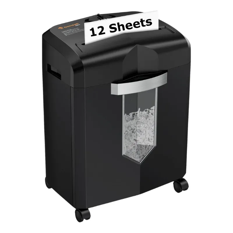 Photo 1 of Bonsaii 12-Sheet, Crosscut Paper Shredder Credit Card Shredders with Pullout Basket for Home Office Use, Black C266-A