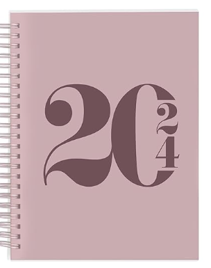 Photo 1 of Rileys 2024 Weekly Planner - Typographic Annual & Monthly Agenda Planner, Flexible Cover, Notes Pages, Twin-Wire Binding (8 x 6 inch, Pink)
