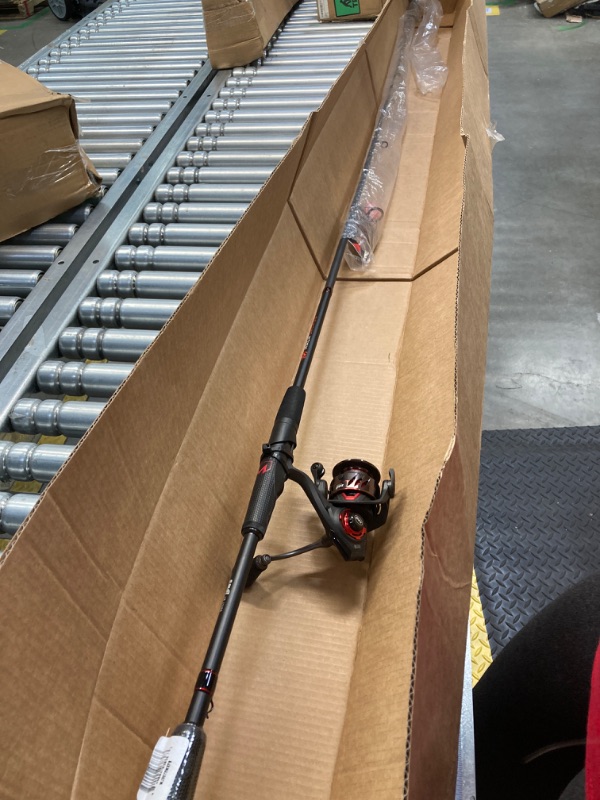 Photo 1 of Lew’s MACH Jacked Spinning Reel and Fishing Rod Combo, HM50 Graphite Rod, 6.2:1 Gear Ratio, Right/Left Retrieve, Charcoal/Black/Red 7'2"