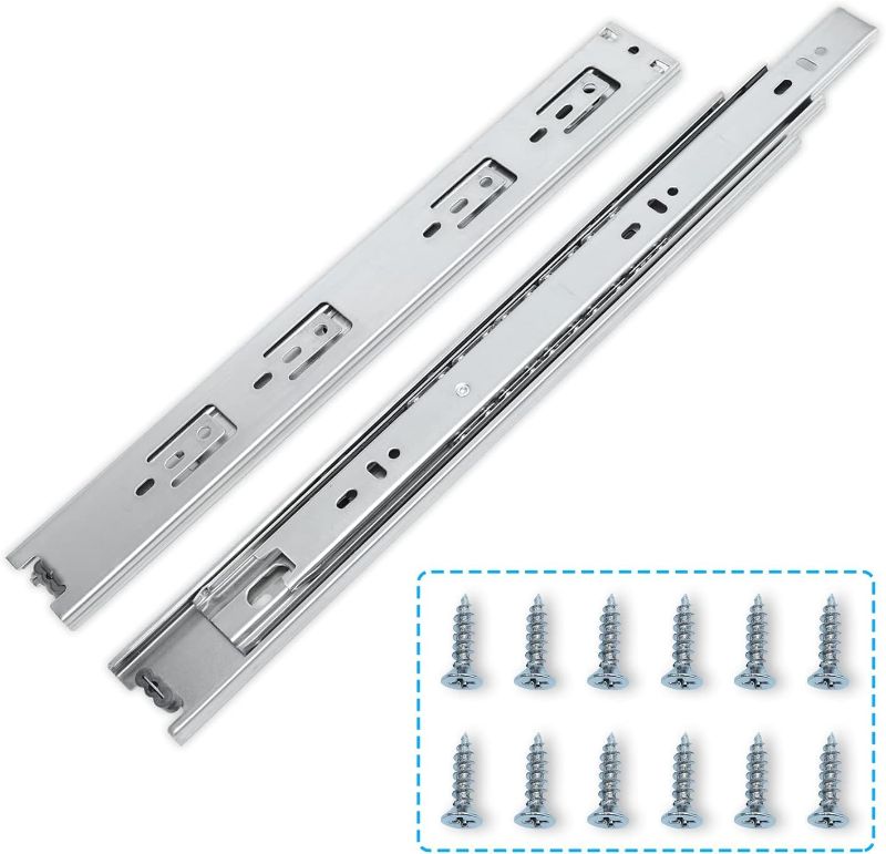 Photo 1 of HOMANDS 14 inch Drawer Slides Side Mount Rails Full Extension Heavy Duty Drawer Slides Steel Track – Noiseless Guide Glides Cabinet Rails Kitchen Runners with Ball Bearings & 100 Lb – 1 Pair