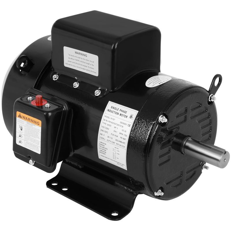 Photo 1 of 3HP Electric Motor 1750RPM Farm Duty Single Phase Motor 4 Pole 1-1/8" Shaft Diameter, 2.75" Shaft Length,184T CW/CCW TEFC IP55 60HZ