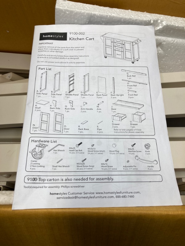 Photo 3 of HOMESTYLES
Create-a-Cart White Kitchen Cart with Black Granite Top (missing box 1 of 2)