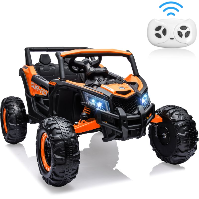 Photo 1 of iYofe 24V Ride on Toys for Big Kids, Large Seat Ride on TUV Cars with Remote Control, Battery Powered Kids Car Electric Vehicle with 3 Speed, Bluetooth Music, 4 Wheels Spring Suspension, Orange
