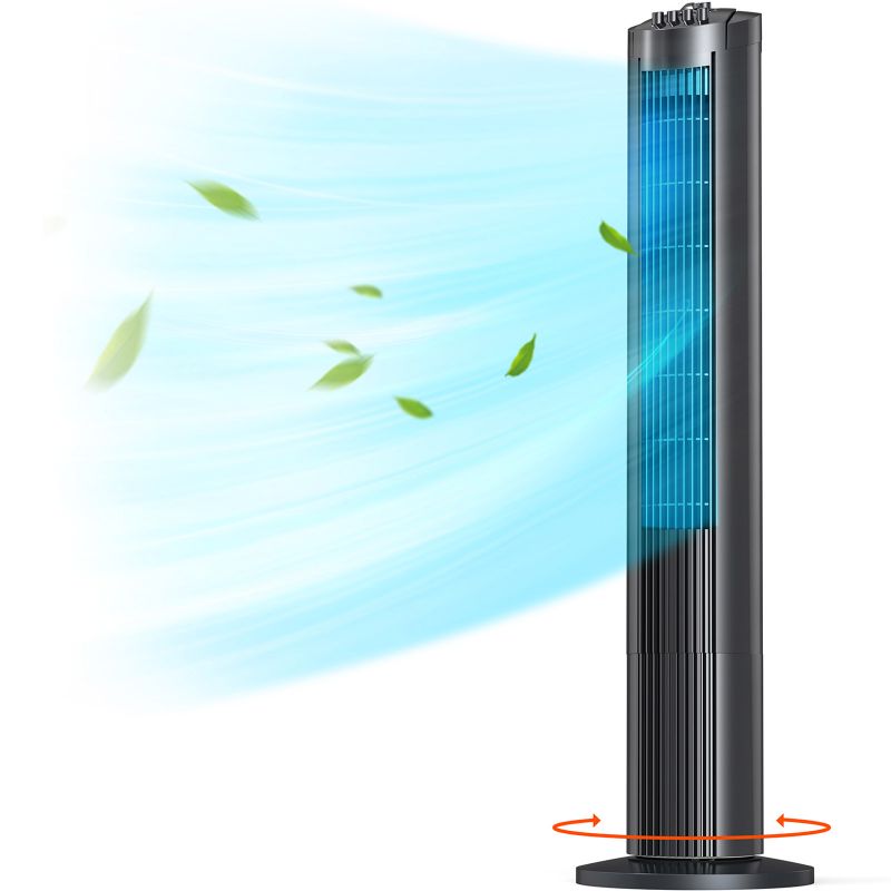 Photo 1 of TaoTronics Tower Fans for Home, 36" Standing Floor Fan, 90° Oscillating Fan, 24 ft/s High Velocity, 3 Speeds, Timer, Quiet Bedroom Fan Save 30% Electricity Bill
