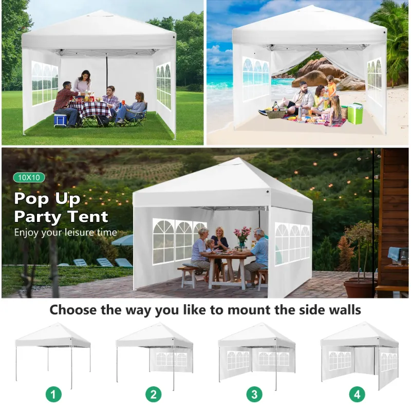 Photo 1 of 10' x 10' Pop Up Canopy Tent with Sidewalls Windows