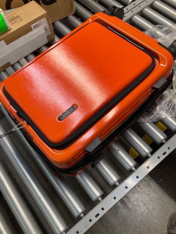 Photo 3 of 22 Inch Carry On Luggage 22x14x9 Airline Approved, Carry On Suitcase with Wheels, Hard-shell Carry-on Luggage, Orange Small Suitcase, Hardside Luggage Carry On with Cosmetic Carry On Bag