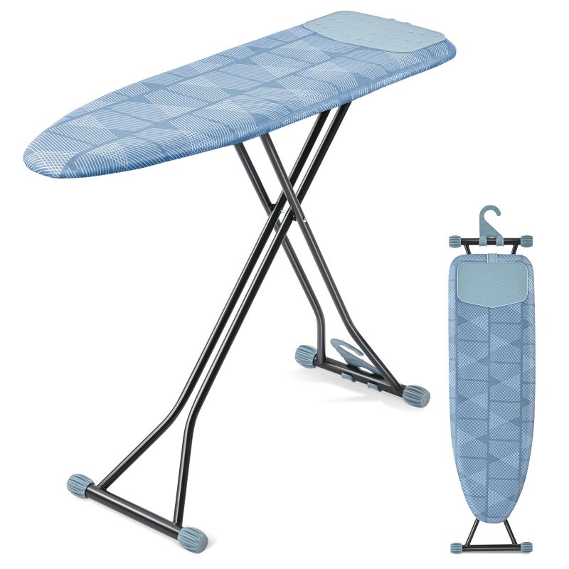 Photo 1 of KK KINGRACK Ironing Board, Iron Board Full Size with Hanger & Rotating Nonslip Feet, 7 Level Height Adjustable, 43x13 in, Blue
