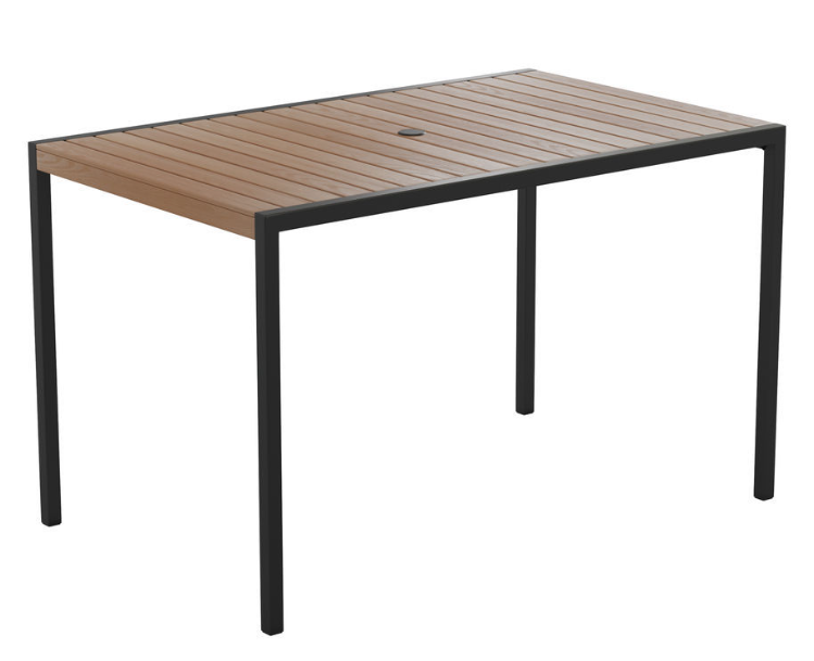 Photo 1 of 30" x 48" All-Weather Faux Teak Patio Dining Table with Steel Frame