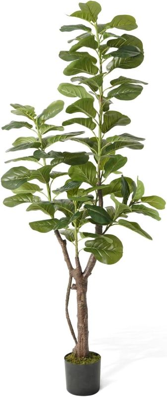 Photo 1 of CAPHAUS Artificial Fiddle Leaf Fig Tree, 6/7 Feet in Pot with Dried Moss, for Indoor House Home Office Store, Potted Ficus Lyrata Faux Tree, Fake Plant Modern Decoration Gift for Housewarming