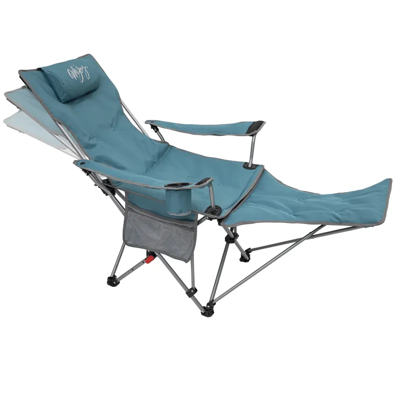 Photo 1 of #WEJOY 2-in-1 Reclining Padded Camping Chair 3 Position Folding Lawn Chairs for Adult,Cyan