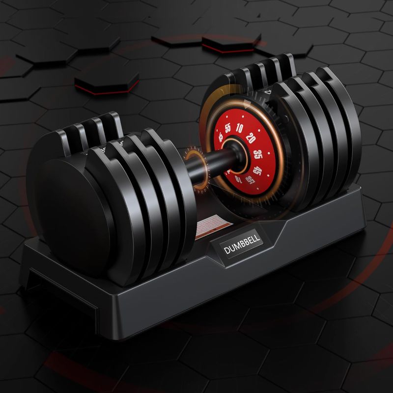 Photo 1 of Adjustable Dumbbell 25/55LB Single Dumbbell 5 Weight Options Dumbbell Anti-Slip Metal Handle 1 pcs 