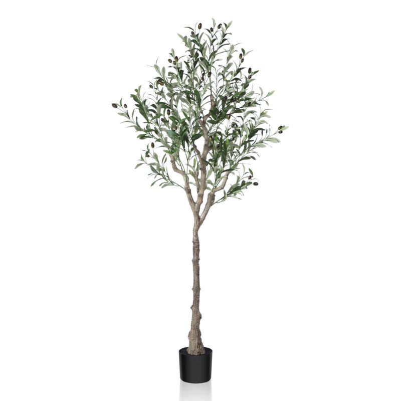 Photo 1 of Artificial Olive Plants, 5ft Fake Plastic Olive Tree, Pre Potted Faux Greenry Plant for Home Decor Office House Living Room Indoor Outdoor, Big Fake Plants Fake House Plants
