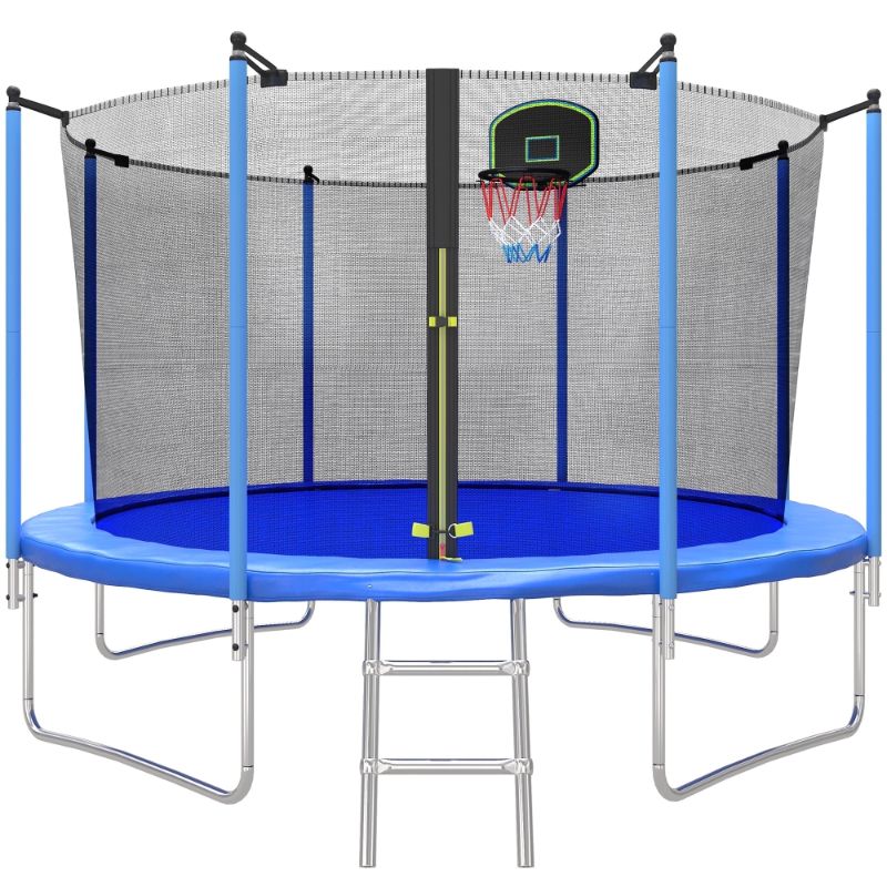 Photo 1 of ***SEE NOTES***SEGMART 12FT Trampoline for Kids with Basketball Hoop and Enclosure Net/Ladder, Blue