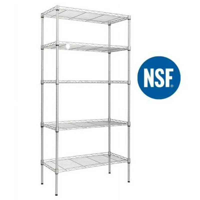 Photo 1 of Ktaxon 5-Tier Wire Shelving Unit, Steel Storage Rack for Office Kitchen 30" W x 14" D x 60" H, Silver