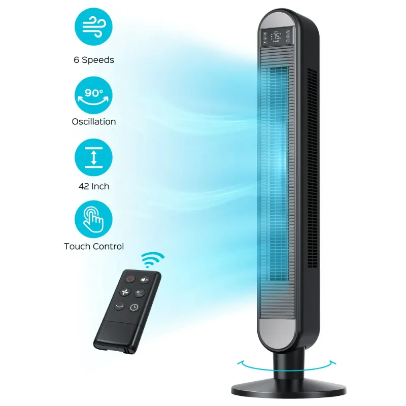 Photo 1 of Dreo Tower Fan for Bedroom, 42 Inch Bladeless Fan, 90° Oscillating Fan, Quiet Floor Fan with Remote, LED, 6 Speeds 4 Modes, 12H Timer, Standing Fans for Home Living Room Office