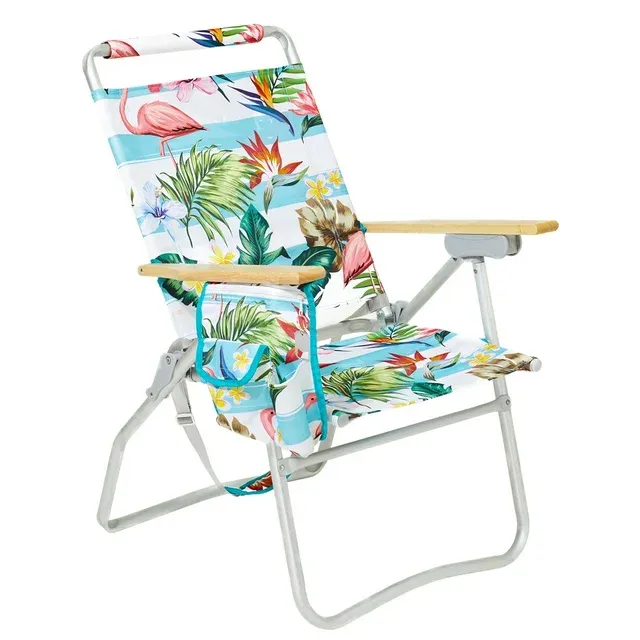 Photo 1 of #WEJOY 4-Positions Beach Chair Foldable Camping Chair for Adults Portable Outdoor Lawn Chair Cyan
