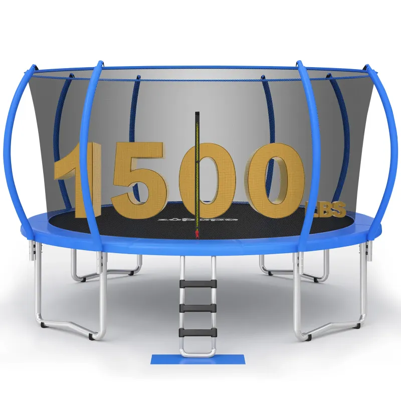 Photo 1 of 1500LBS Capacity Zupapa Kids Trampoline No-Gap Design 15' with Safety Enclosure Net Outdoor Backyards Trampolines with Non-Slip Ladder for Children Adults Family