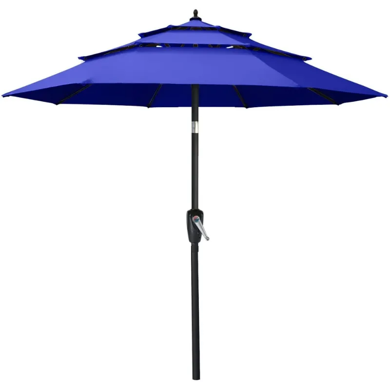 Photo 1 of ABCCANOPY 11FT 3 Tiers Patio Umbrella With Crank Handle, Blue
