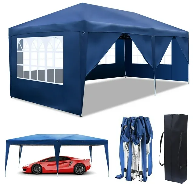 Photo 1 of 10'x 20' Pop up Wedding Party Tent w/6 Blue Folding Canopy