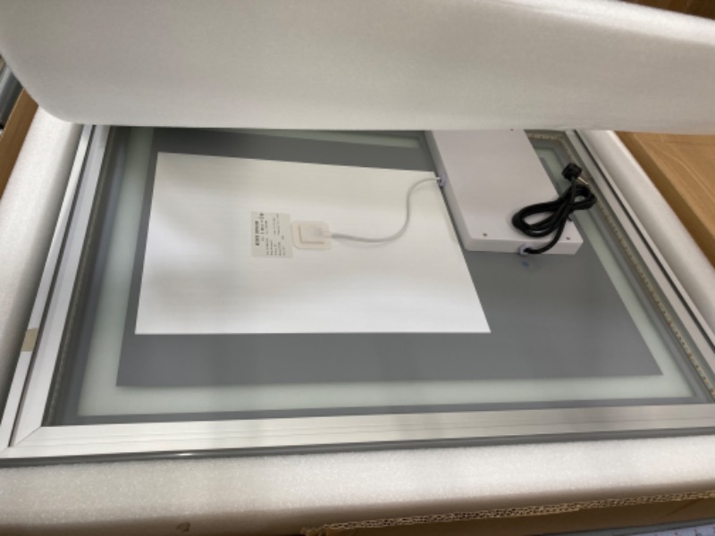 Photo 1 of 32 X 24 Inch LED Bathroom Vanity Mirror, 3 Colors Light Dimmable, Wall Mounted Lighted Memory Makeup Mirror with Anti-Fog Touch Switch (Front-lit&Backlit) 32x24 Front-lit&Backlit