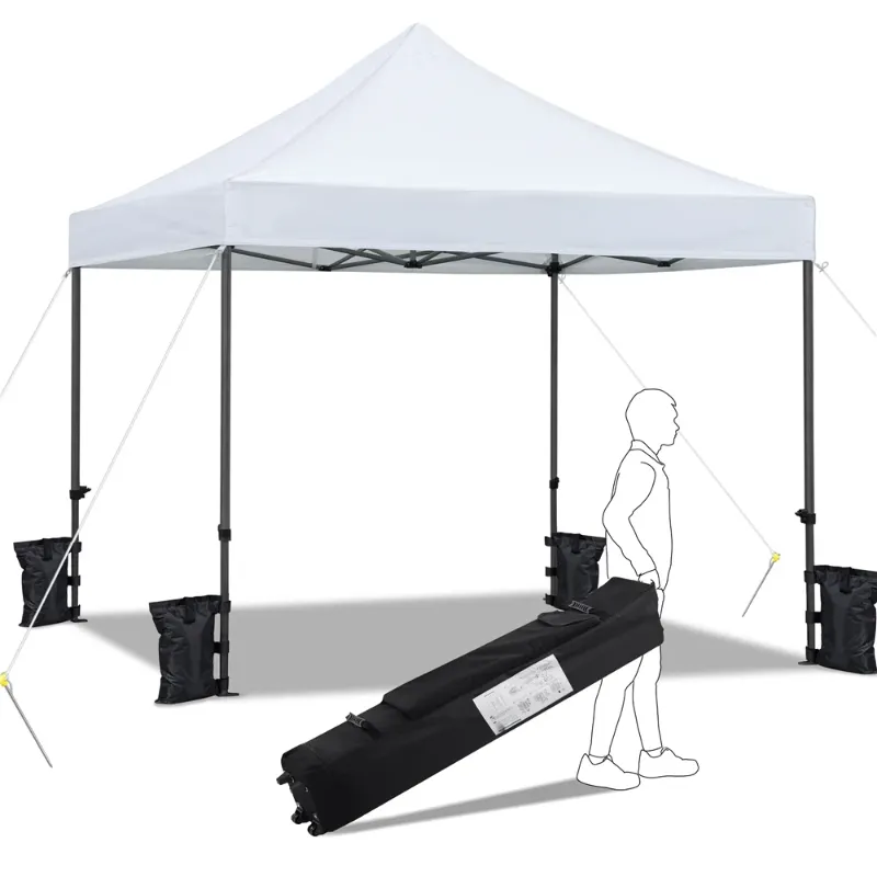 Photo 1 of 10x10ft Commercial Pop-up Canopy Tent with Wheeled Carry Bag, White