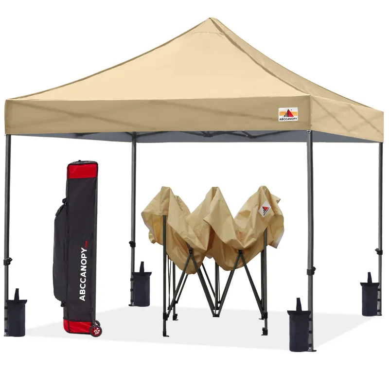 Photo 1 of ABCCANOPY 10' x 10' Beige Outdoor Commercial Instant Shelter Metal Patio Pop-Up Canopy