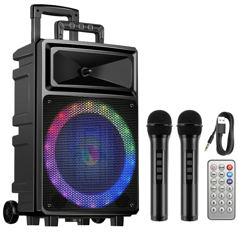 Photo 1 of Karaoke Machine with 2 Wireless Microphones, Bluetooth Speaker, Portable PA System - Karaoke, FM Radio, 12" Woofer Included for Party