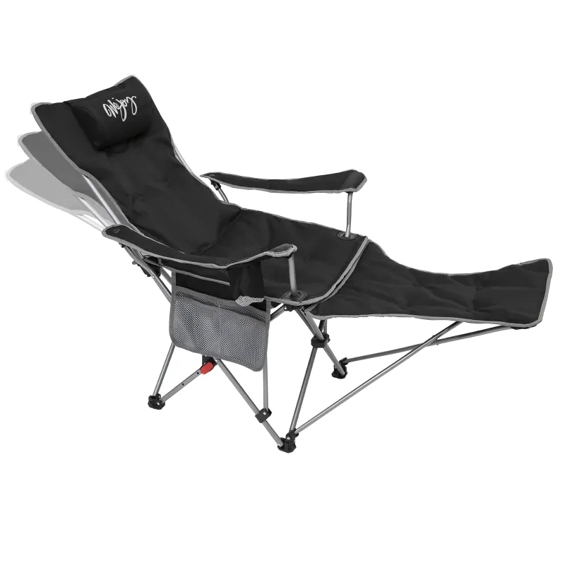 Photo 1 of #WEJOY 2-in-1 Reclining Padded Camping Chair 3 Position Folding Lawn Chairs for Adult,Black